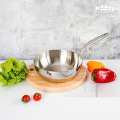 Chảo Sâu Lòng 20cm Inox 316 Nguyên Khối 3 Lớp Haatz HYP920, Dùng Cho Mọi Loại Bếp - Hàng Chính Hãng