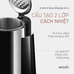 Ấm Đun Siêu Tốc Moah 1.7L MKK8721-BK - Cao Cấp, Màn Hình LED, 7 Chế Độ Nhiệt, Thiết Kế An Toàn, Uy Tín Hàn Quốc