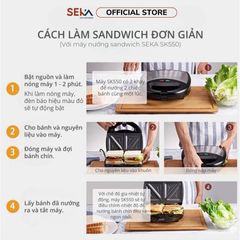 Máy Nướng Bánh Mì Sandwich SEKA SK-550 (SK550) Chống Dính 2 Mặt Tự Cảm Biến Nhiệt - Hàng Chính Hãng