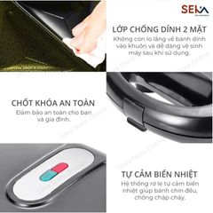 Máy Nướng Bánh Mì Sandwich SEKA SK-550 (SK550) Chống Dính 2 Mặt Tự Cảm Biến Nhiệt - Hàng Chính Hãng