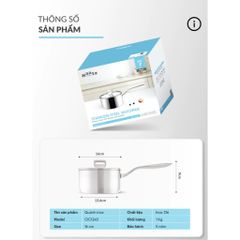 Quánh Inox 316 Đúc Đáy Liền Haatz HYP316 Size 16cm - Chịu Nhiệt, An Toàn Sức Khỏe, Bảo Hành 5 Năm - Dụng Cụ Nhà Bếp Cao Cấp