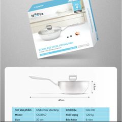Chảo Sâu Lòng Inox 316 Nguyên Khối Haatz HYP926 - Chảo Bếp An Toàn, Chống Dính, Bảo Hành 5 Năm, Dùng Cho Tất Cả Các Loại Bếp