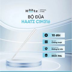 Bộ Đũa inox 10 Đôi Haatz HCS079 (CIM316) - Đũa inox 316L Siêu Bền, An Toàn - Bảo Hành 24 Tháng
