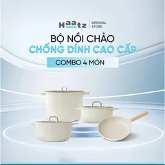 (Bảo Hành 2 Năm) Bộ Nồi Chảo 4 Món Haatz - Phủ Gốm Chống Dính Độc Quyền 9 Lớp Đúc Nguyên Khối