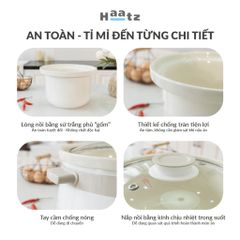 Nồi Nấu Chậm Lòng Gốm HAATZ CIM361 3L - 215W, Đa Năng, Hẹn Giờ 10 Tiếng, Giữ Dinh Dưỡng, Tiện Lợi Cho Gia Đình