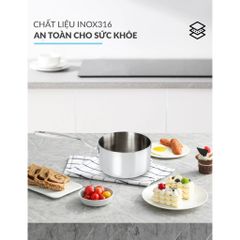 Quánh Inox 316 Đúc Đáy Liền Haatz HYP318 Size 18cm - Chảo Bếp Từ Cao Cấp Chống Dính Bảo Hành 5 Năm, An Toàn Cho Gia Đình