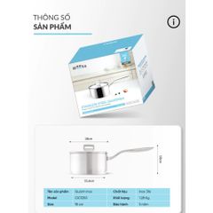 Quánh Inox 316 Đúc Đáy Liền Haatz HYP318 Size 18cm - Chảo Bếp Từ Cao Cấp Chống Dính Bảo Hành 5 Năm, An Toàn Cho Gia Đình