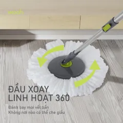 Bộ Cây Lau Nhà Sunny Swirl Spin Mop 2IN1 Moah MLM1239-GR - Thùng Chứa 7 Lít, Bông Lau Microfiber Thấm Nước, Hàng Chính Hãng