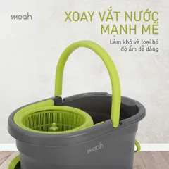 Bộ Cây Lau Nhà Sunny Swirl Spin Mop 2IN1 Moah MLM1239-GR - Thùng Chứa 7 Lít, Bông Lau Microfiber Thấm Nước, Hàng Chính Hãng