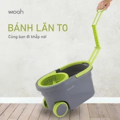 Bộ Cây Lau Nhà Sunny Swirl Spin Mop 2IN1 Moah MLM1239-GR - Thùng Chứa 7 Lít, Bông Lau Microfiber Thấm Nước, Hàng Chính Hãng