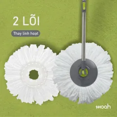Bộ Cây Lau Nhà Sunny Swirl Spin Mop 2IN1 Moah MLM1239-GR - Thùng Chứa 7 Lít, Bông Lau Microfiber Thấm Nước, Hàng Chính Hãng