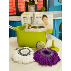 Bộ Cây Lau Nhà Xoay Tay 360 Độ LocknLock MOP-L003 - Có Bánh Xe, 2 Bông Lau, Chất Liệu Cao Cấp