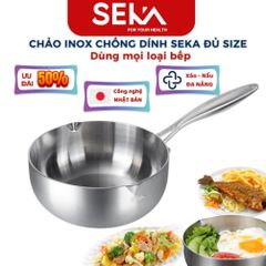 Chảo Sâu Lòng Nguyên Khối SEKA SK6030 - Chảo Inox Chống Dính Vĩnh Cửu Dùng Cho Mọi Loại Bếp - Hàng Chính Hãng Cao Cấp