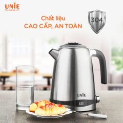 Ấm Siêu Tốc Unie UEK1761S 1.7L - Nhiệt Độ Có Thể Điều Chỉnh, Màn Hình LED, Inox 304, Công Suất 2200W, Bảo Hành 12 Tháng