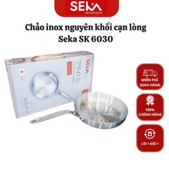 Chảo Inox Cạn Lòng SEKA SK6030 - 5 Lớp Nguyên Khối, Đường Kính 16cm/22cm/26cm, Chất Liệu Cao Cấp, Dùng Tất Cả Các Loại Bếp