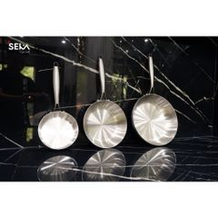 Chảo Inox Cạn Lòng SEKA SK6030 - 5 Lớp Nguyên Khối, Đường Kính 16cm/22cm/26cm, Chất Liệu Cao Cấp, Dùng Tất Cả Các Loại Bếp