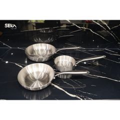 Chảo Inox Cạn Lòng SEKA SK6030 - 5 Lớp Nguyên Khối, Đường Kính 16cm/22cm/26cm, Chất Liệu Cao Cấp, Dùng Tất Cả Các Loại Bếp