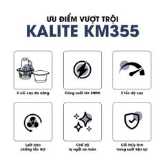 Máy Xay Thịt 2 Cối 2L Kalite KM355, Đa Chức Năng -  300W Kèm Dụng Cụ Đánh Ruốc - Hàng Chính Hãng