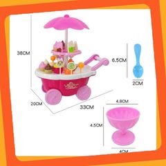 Đồ chơi đồ hàng xe đẩy bán kem chạy bằng pin có đèn và nhạc 668-25