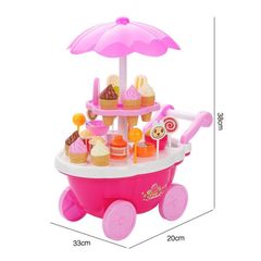 Đồ chơi đồ hàng xe đẩy bán kem chạy bằng pin có đèn và nhạc 668-25