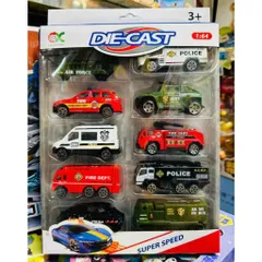Đồ chơi mô hình xe 10 chiếc xe ô tô sắt chạy đà Die Cast Super Speed 1:64 625