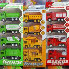 Hộp 4 xe ô tô đồ chơi chạy đà 818-1D 828-1D 838-1D xe công trình, cứu hỏa, môi trường