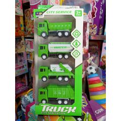 Hộp 4 xe ô tô đồ chơi chạy đà 818-1D 828-1D 838-1D xe công trình, cứu hỏa, môi trường