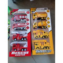 Hộp 4 xe ô tô đồ chơi chạy đà 818-1D 828-1D 838-1D xe công trình, cứu hỏa, môi trường