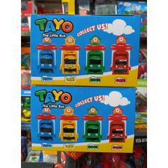 Hộp 4 xe bus tayo đồ chơi cho bé (A1916-4) có nhà đẩy xe