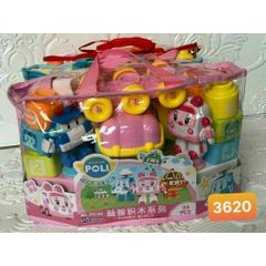 Túi Đồ Chơi Xếp Hình Robocar Poli 34Pcs #3620 Chọn Màu Ngẫu Nhiên