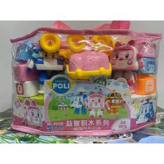 Túi Đồ Chơi Xếp Hình Robocar Poli 34Pcs #3620 Chọn Màu Ngẫu Nhiên