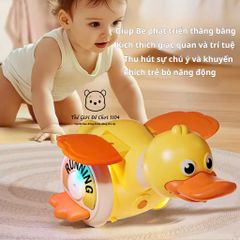 Vịt Đồ Chơi Thông Minh Có Nhạc & Đèn LED, Xoay 360° - Phát Triển Vận Động Cho Bé Tập Bò, Quà Tặng Hấp Dẫn Từ 1 Tuổi Trở Lên