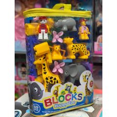 6640 Happy Zoo blocks Đồ chơi túi xếp hình chủ đề công viên sở thú gồm 69 chi tiết - chọn ngẫu nhiên