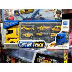 Bộ xe ô tô đồ chơi gồm 1 xe tải to và 6 xe nhỏ chạy bằng đà có đường trượt mã 818