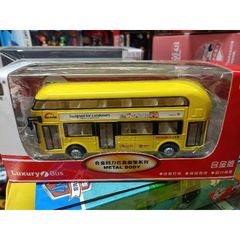 Xe ô tô buýt 2 tầng chất liệu hợp kim, chạy bằng đà, có đèn và nhạc, cửa mở, giao màu ngẫu nhiên 6008 bus