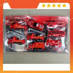 Bộ 8 Xe đồ chơi chạy đà phương tiện cứu hỏa #168-409