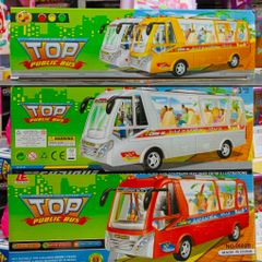 Xe ô tô Buýt chạy pin giao màu ngẫu nhiên có nhạc và đèn phát sáng 2609B Top Public Bus