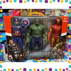 Hộp 3 Siêu Nhân Avengers cao 30cm có đèn Captain America - Hulk - Iron man (3799-7)