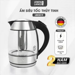 Ấm Siêu Tốc Thủy Tinh Lebenlang LBE2819 1.8L - Đun Nước Nhanh Chóng, Lõi Lọc Trà - Bảo Hành 2 Năm, Chất Liệu An Toàn