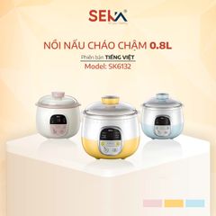 Nồi Nấu Cháo Chậm 6 Chức Năng SEKA GT68 (1L)  - SK6132 (0,8L) Cho Bé Ăn Dặm, Bảo Hành 12 Tháng