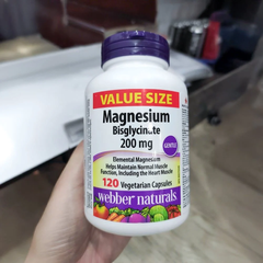 Viên uống bổ sung magie Webber Naturals Magnesium Bisglycinate 200mg - Hỗ trợ sức khỏe, ngủ ngon và giảm căng thẳng
