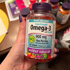 Viên uống dầu cá Webber Naturals Triple Strength Omega-3 CoQ10 900mg - Hỗ trợ sức khỏe tim mạch và não bộ