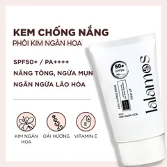 Kem Chống Nắng Lalamos Nhụy Kim Ngân Hoa Tone Up Unisex SPF 50+ PA++++ - Bảo Vệ Da, Nâng Tông, Dưỡng Ẩm - 50ml