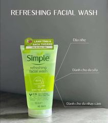 Sữa Rữa Mặt Simple Kind To Skin Refreshing Facial 150ml - Tẩy Trang Hiệu Quả, Phù Hợp Cho Mọi Loại Da