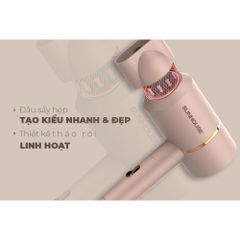 Máy sấy tóc SUNHOUSE SHD2313 - Màu Hồng Be, Công Suất 1000W, Gập Gọn, 2 Tốc Độ và 3 Mức Nhiệt - Sản Phẩm Thiết Yếu Cho Tóc Bạn