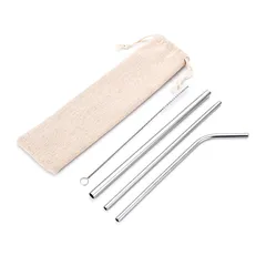 Bộ ống hút inox 304 4 món kèm túi đựng - Cho bình giữ nhiệt, thân thiện môi trường, tiện lợi và dễ vệ sinh