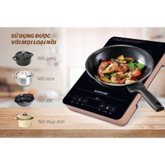 Bếp Hồng Ngoại Cảm Ứng SUNHOUSE SHD6015 - Công Suất 2000W, Chế Độ Nấu Xào Nướng, Kính Cường Lực Siêu Bền, Hẹn Giờ, Khóa Trẻ Em