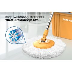 Cây Lau Nhà Microfiber Xoay 360 Độ SUNHOUSE KS-MO350I - Tiện Lợi, Độ Dài Điều Chỉnh, Dễ Dàng Vệ Sinh Các Góc Khuất