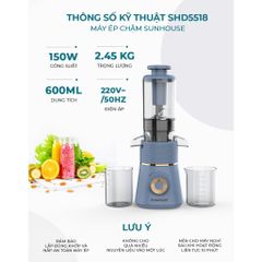 Máy ép chậm làm kem SUNHOUSE SHD5518 236749