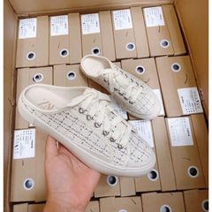 Giày Sục Mules Thể Thao Đạp Gót Vải Dạ Kẻ Tweet Ailee [6858-2] - Thời Trang Năng Động, Phong Cách Hiện Đại, Full Box